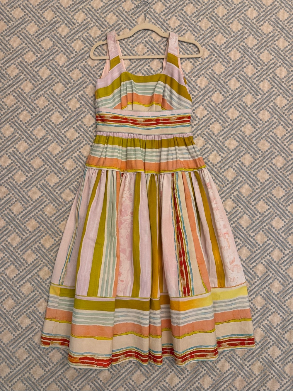 HUNTER BELL Pink, Mustard & Pastel Striped Sundress